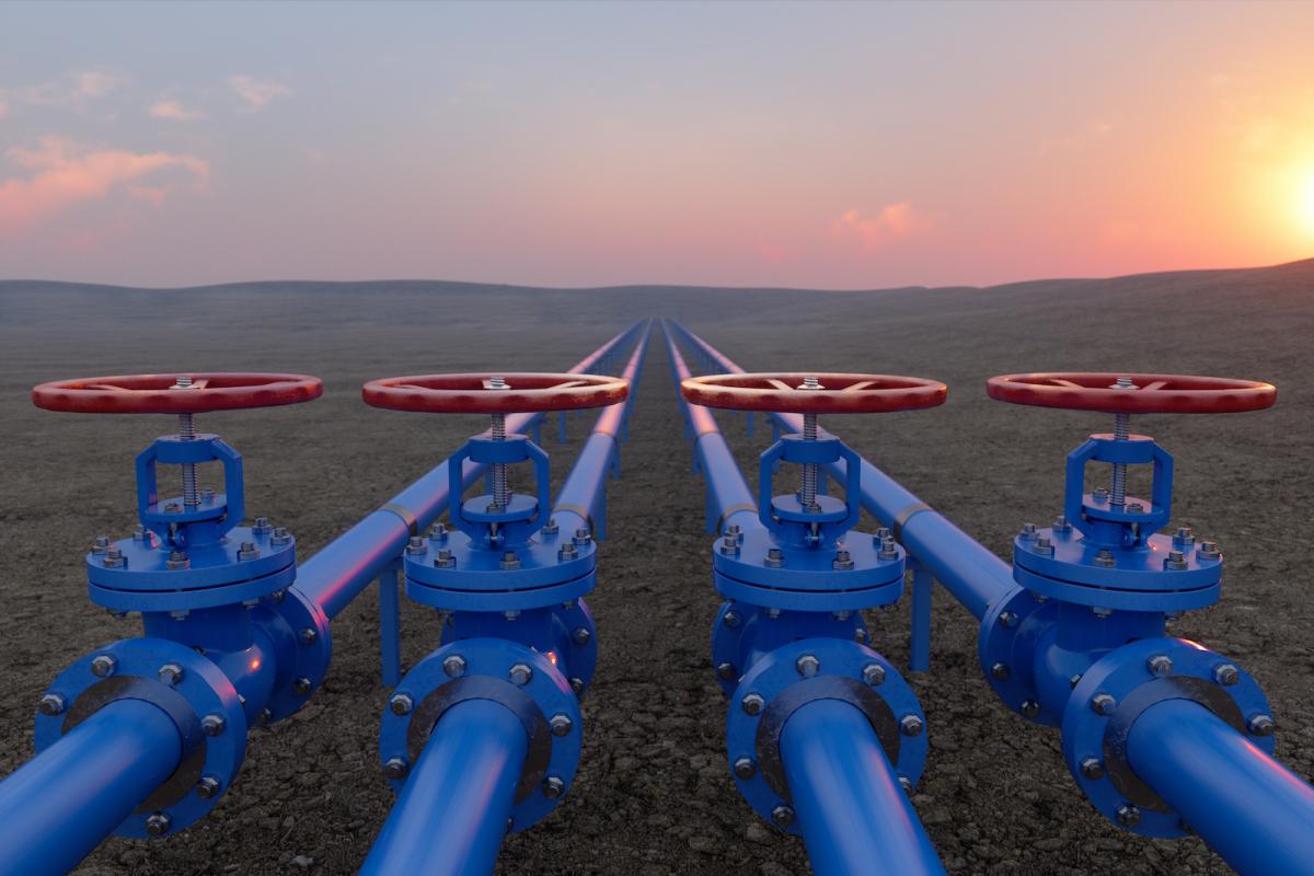 Pipeline corridor at sunset — Texas energy and water infrastructure
